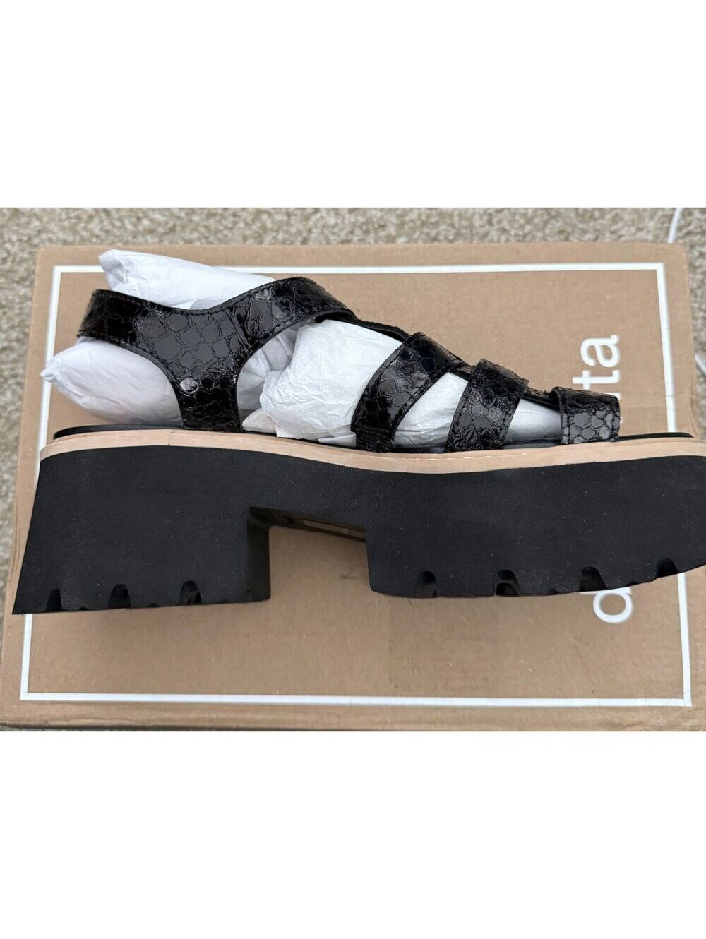 NIB Dolce Vita Latice Midnight Embossed Leather Sandals Size 9
